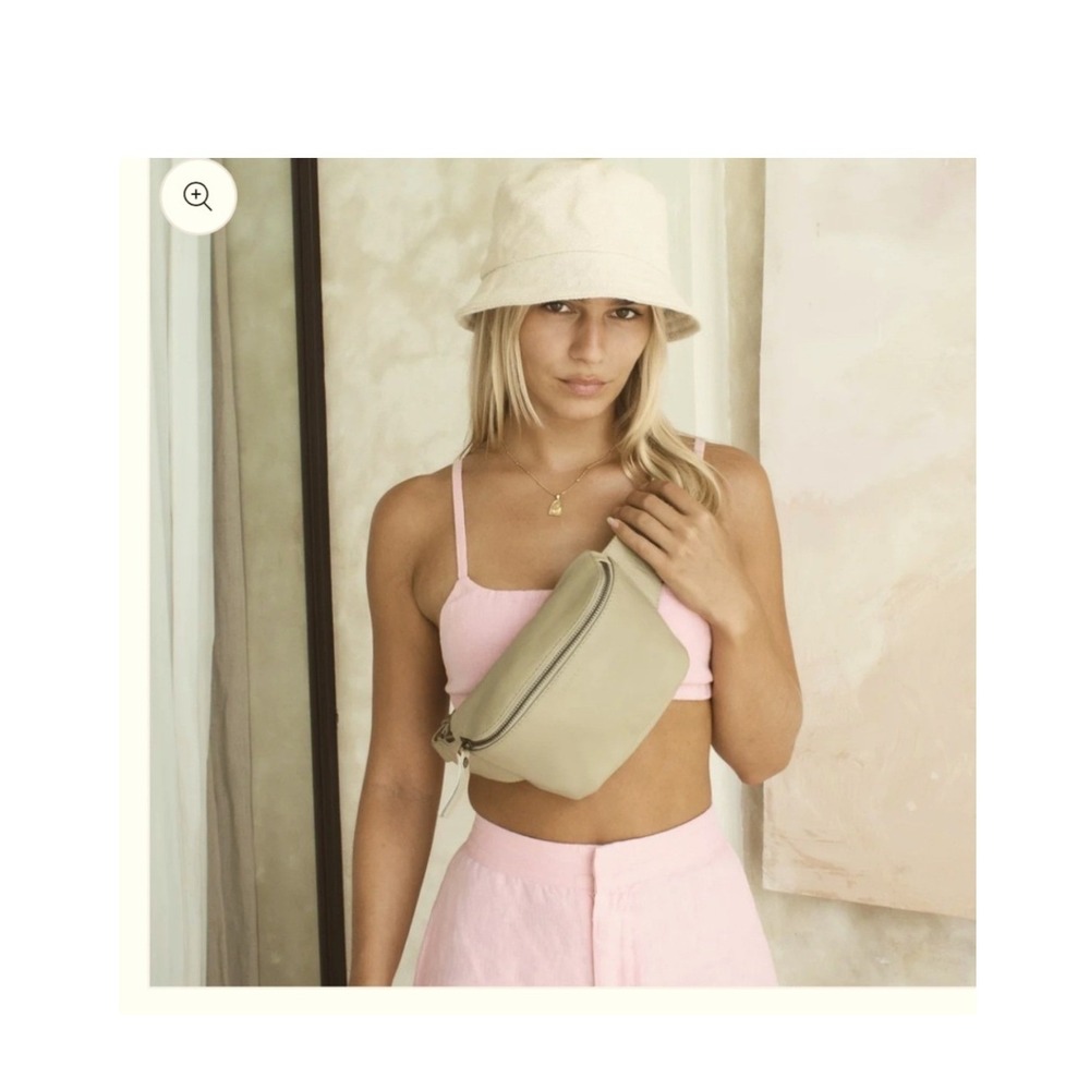 Mandrn Remy Leather Fanny Pack Belt Bag Sage Green Handmade in Bali